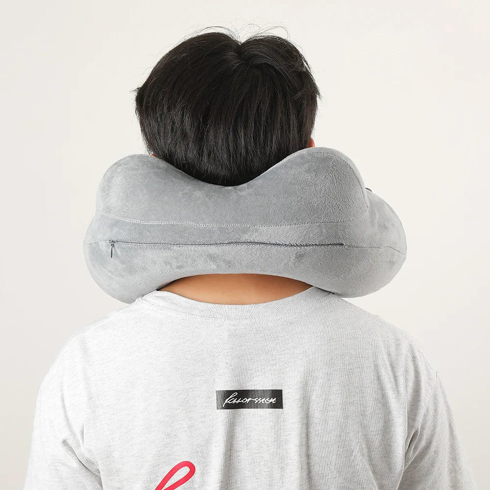 Press And Inflate Portable Neck Pillow