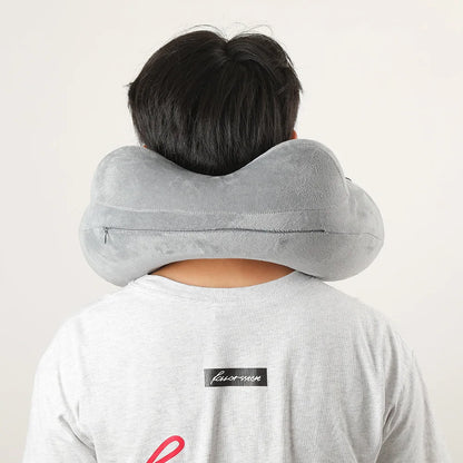 Press And Inflate Portable Neck Pillow