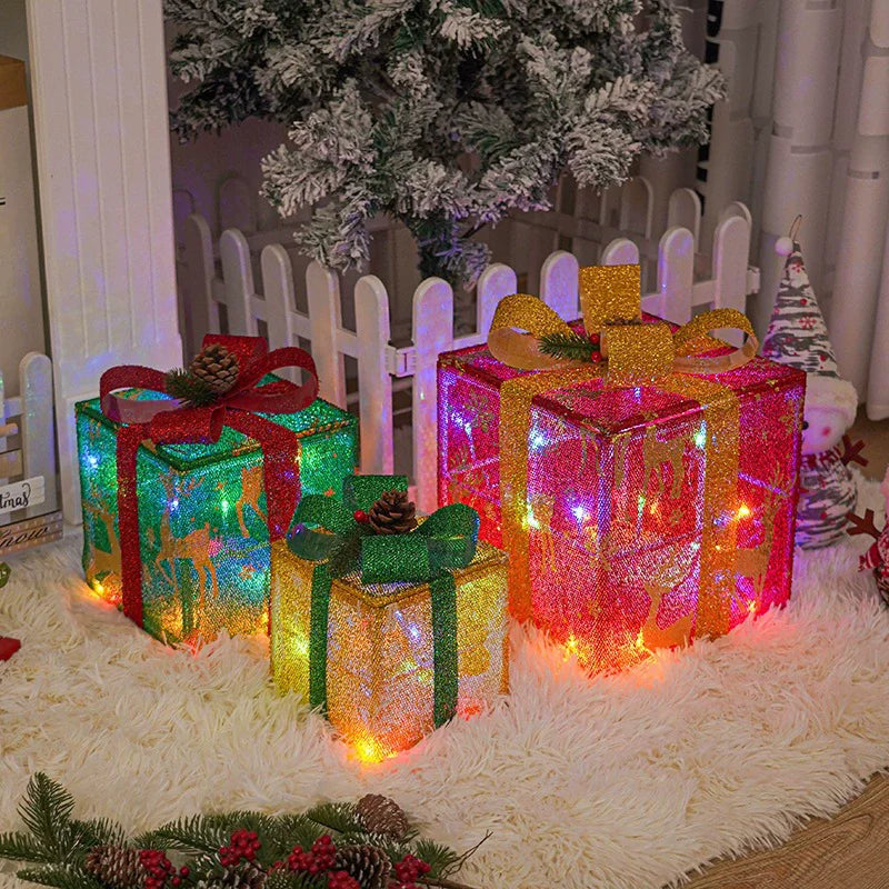 Lighted Gift Boxes Decorations