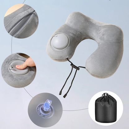Press And Inflate Portable Neck Pillow